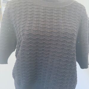 Liz Claiborne Black Chevron Knit Crewneck Sweater